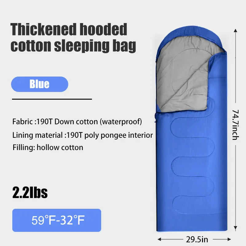 Загрузить изображение в просмотрщик галереи, AdvenCrew Envelope Outdoor Camping Thickened Hollow Cotton Winter Sleeping Bag AdvenCrew
