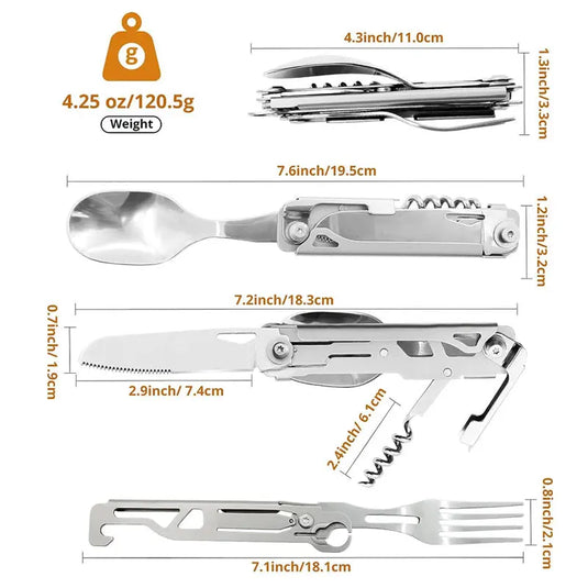AdvenCrew Multi Functional 5-in-1 Multi Functional Folding Flatware Set