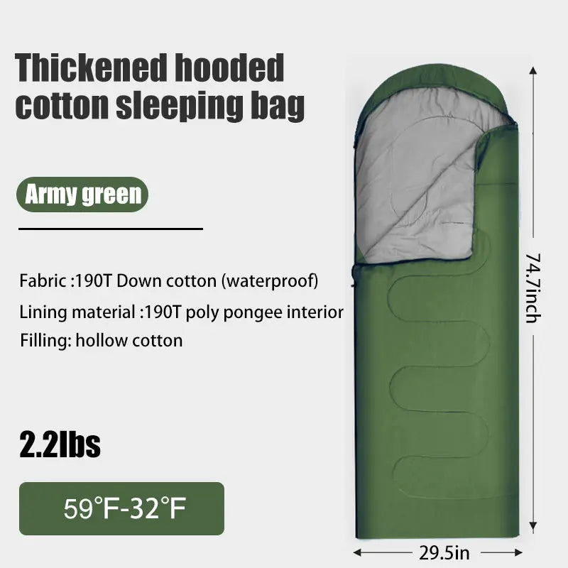 Загрузить изображение в просмотрщик галереи, AdvenCrew Envelope Outdoor Camping Thickened Hollow Cotton Winter Sleeping Bag AdvenCrew
